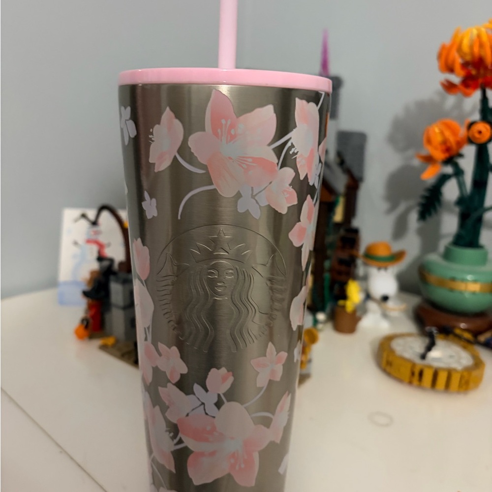 Starbucks Pink Cherry Blossom Stainless Steel Tumbler